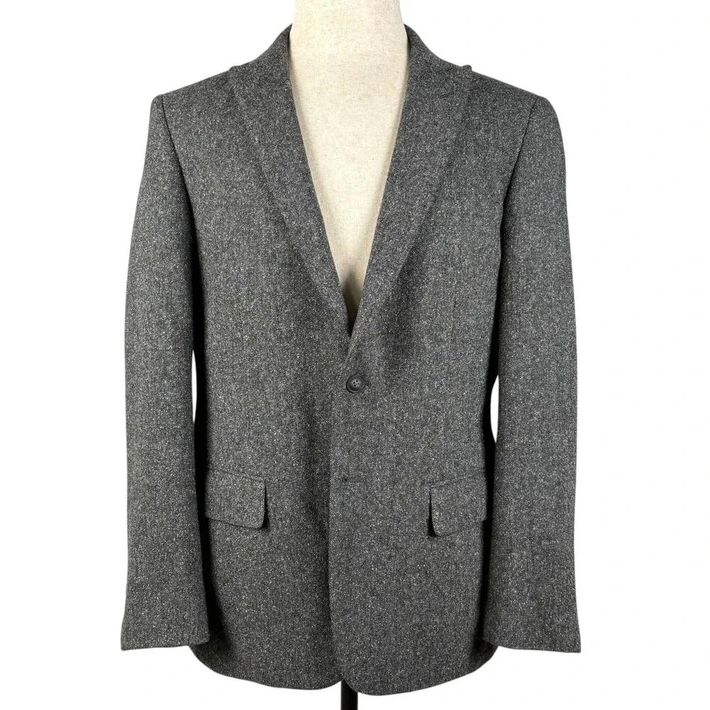 John Varvatos Dwell Blazer Mens 40R Gray Speckled Donegal Tweed Wool Blend